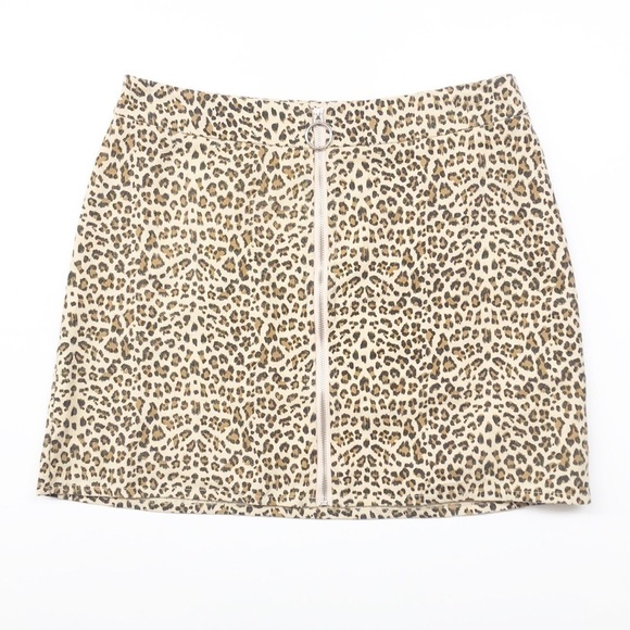 Nectar Clothing animal print front zip mini skirt - Picture 1 of 6